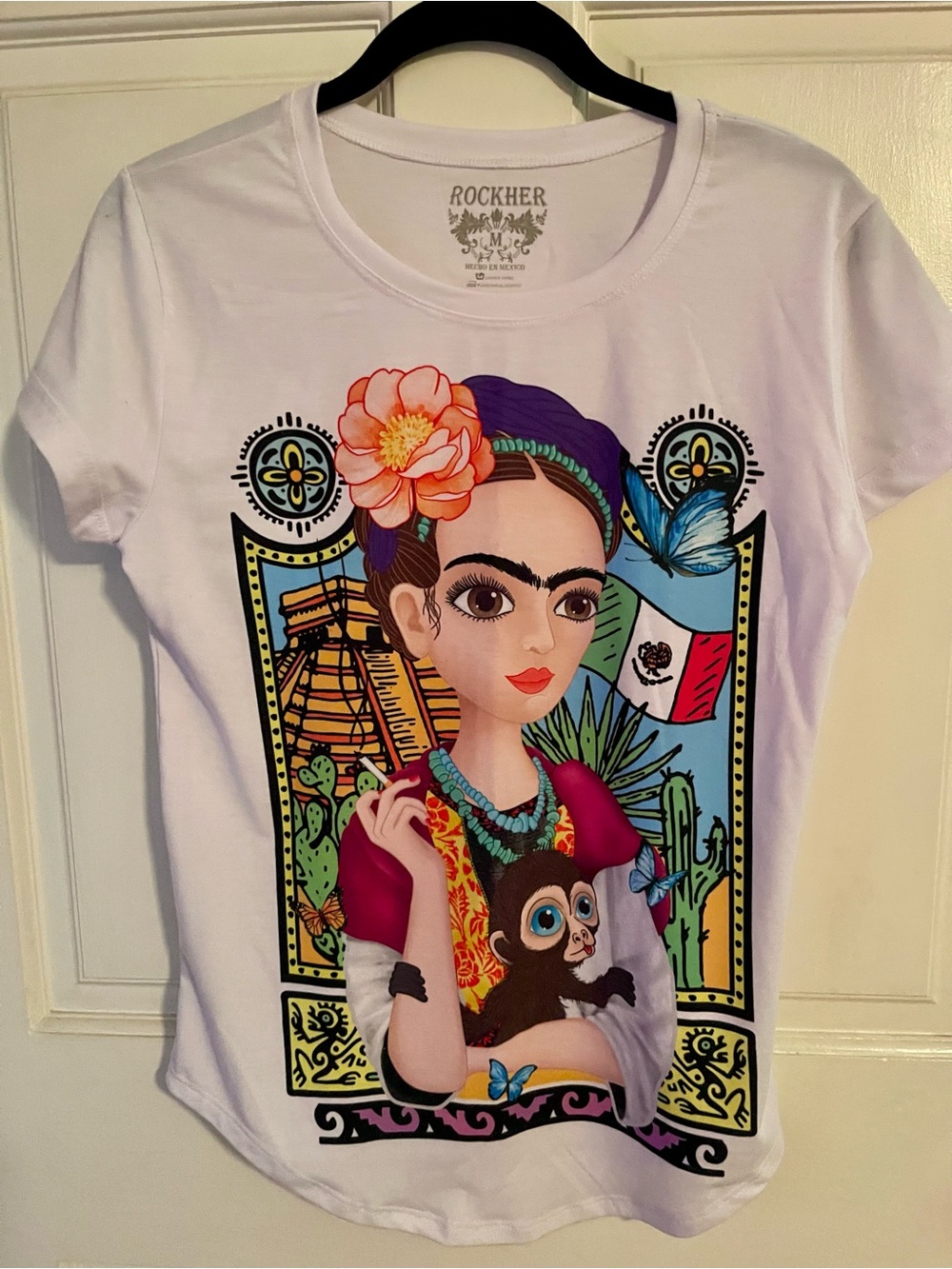 Women White Graphic Frida Kahlo Tee